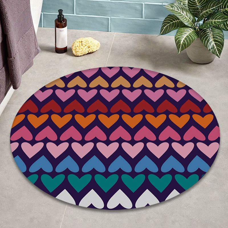 Romantic Modern Rug Colorful Seamless Loving Heart Pattern Carpet Stain Resistant Rug for Bedroom