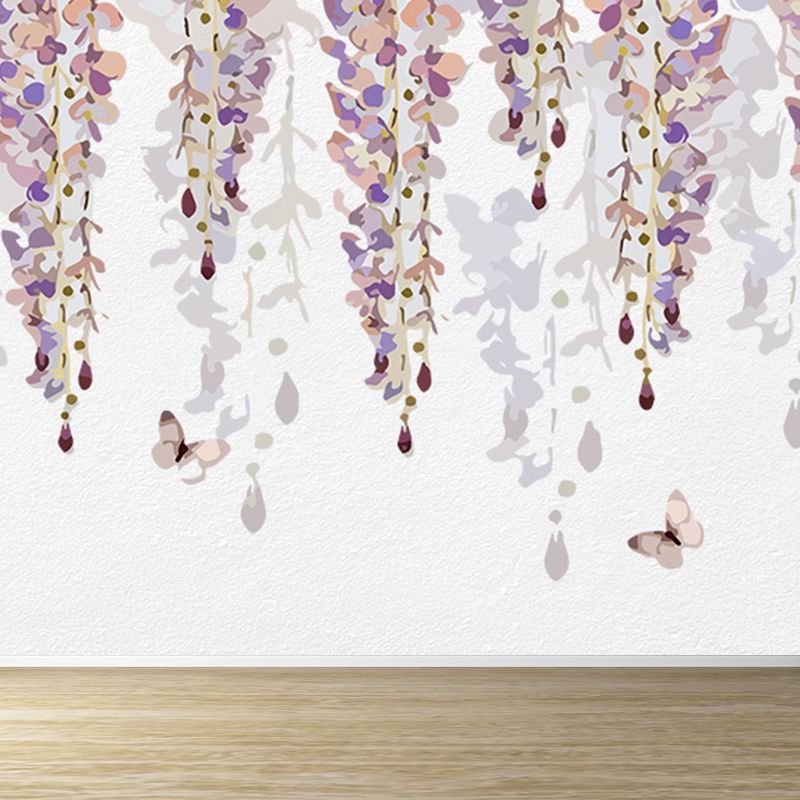 Non-Woven Cloth Decorative Mural Decal Modern Vine Wall Covering in Pastel Color
