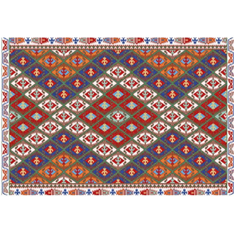 Bohemian Multicolor Carpet Polyester Area Carpet Stain Resistant Rug for Living Room
