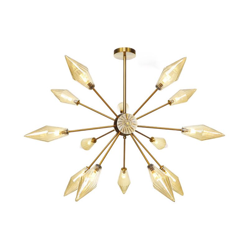 Aménagement de suspension de diamant de style vintage Ambre / verre transparent 9/12/15 HEADS Restaurant Lumière de lustre avec tige réglable