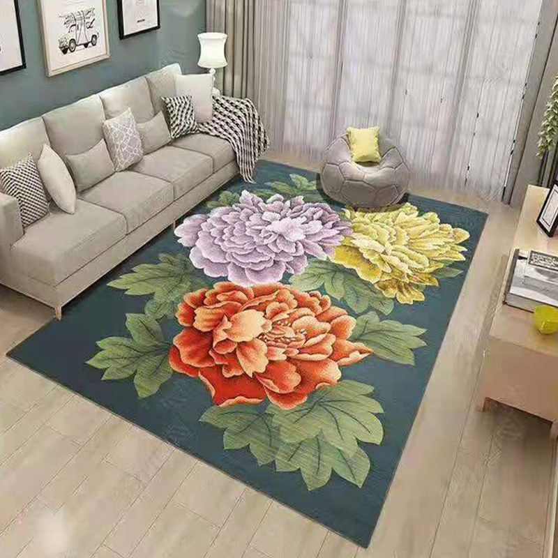 Gorgeous Flower Indoor Rug Contemporary Comfort Indoor Carpet Polyester Non-Slip Backing Rug for Living Room