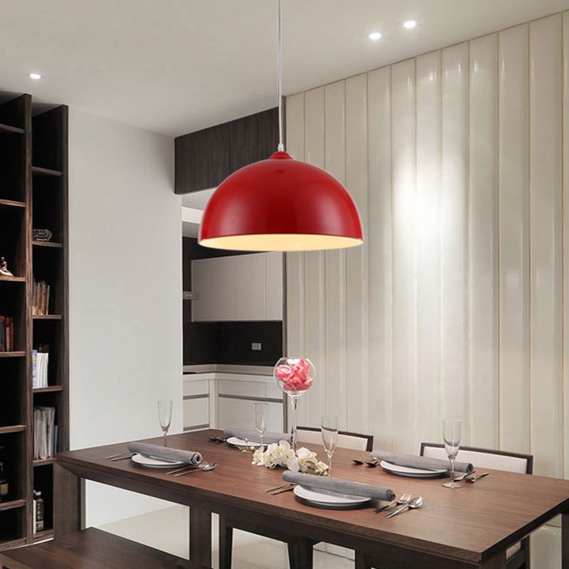 Lámpara colgante de tono de cúpula de 1 luces, luz colgante de metal contemporáneo para restaurante