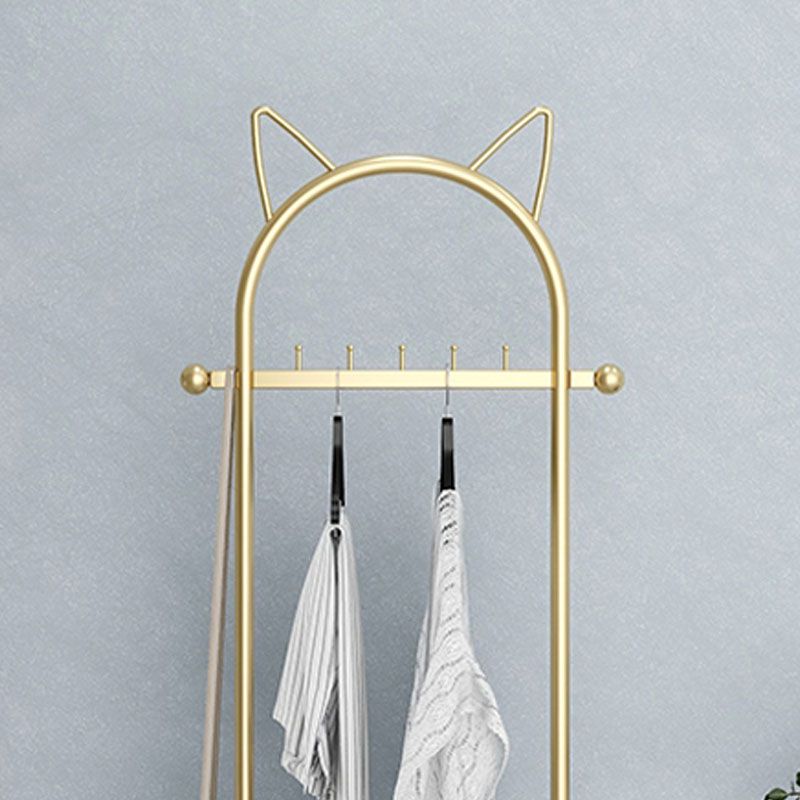 Modern Metal Hall Stand Hanging Rail Lower Shelf and 5 Hooks Coat Hanger