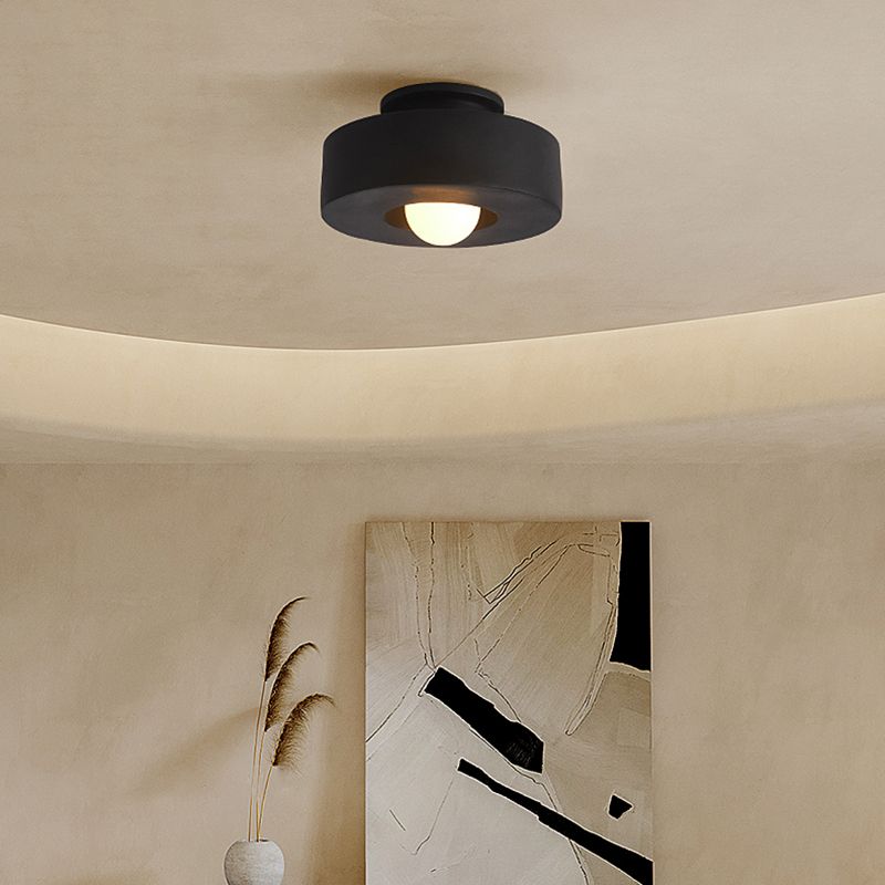 LED Modern Ceiling Flush in Black / Green / Red Drum 1 - Light Ceiling Mount