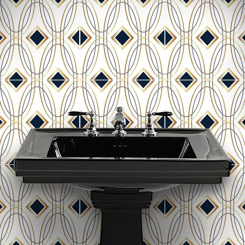 Modern Seamless Pattern Wallpaper Panel in Black-Gold Self-Adhesive Wall Decor for Kitchen