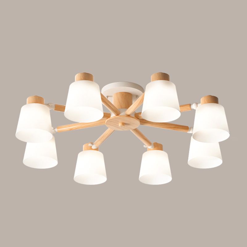 Moderne Einbauleuchten aus Holz, runde Einbaulampe in Braun für das Wohnzimmer