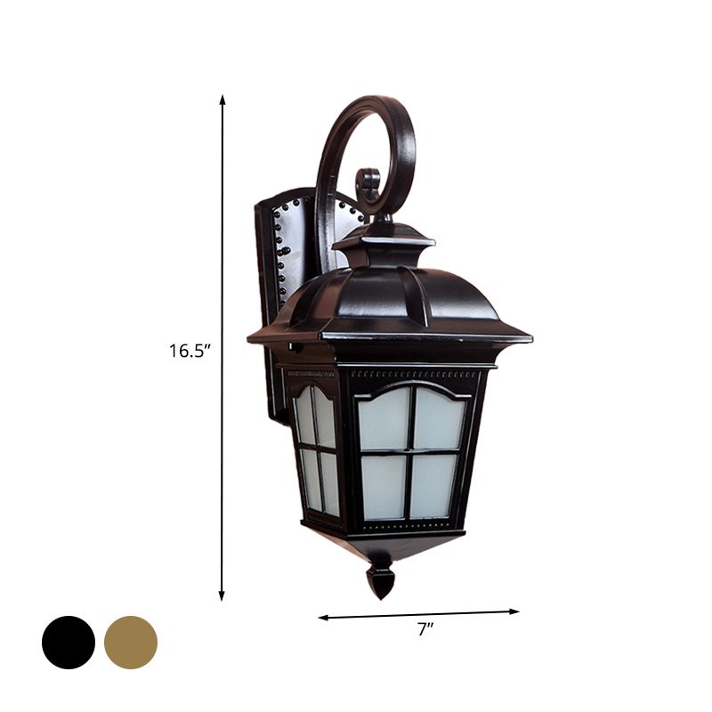 1-Light Twisted Arm Sconce Farmhouse Black/Gold Aluminum Wall Mounted Light for Courtyard