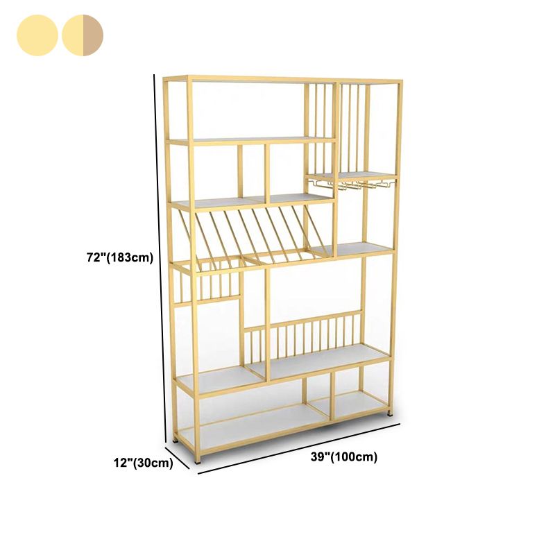 Iron Floor Wine Glass Stemware Rack Holder Modern Bottle Holder with Shelf