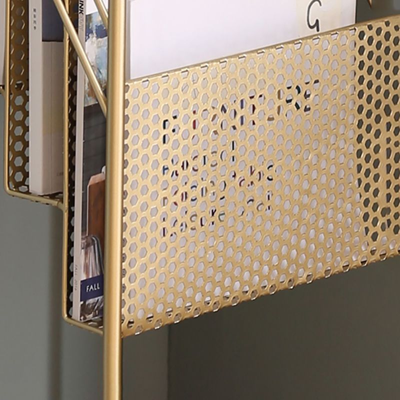 Modern Style Vertical Metal Bookshelf Closed Back Bookcase with Shelves