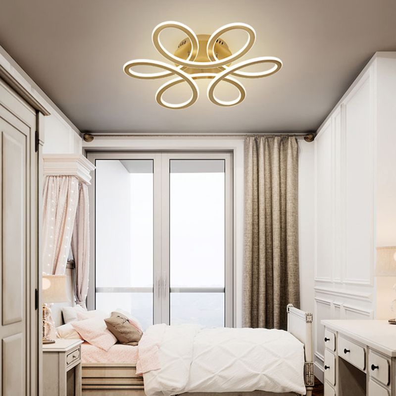Acrylic Flower Shaped LED Semi Flush Light Simplicity Ceiling Flush Mount for Bedroom