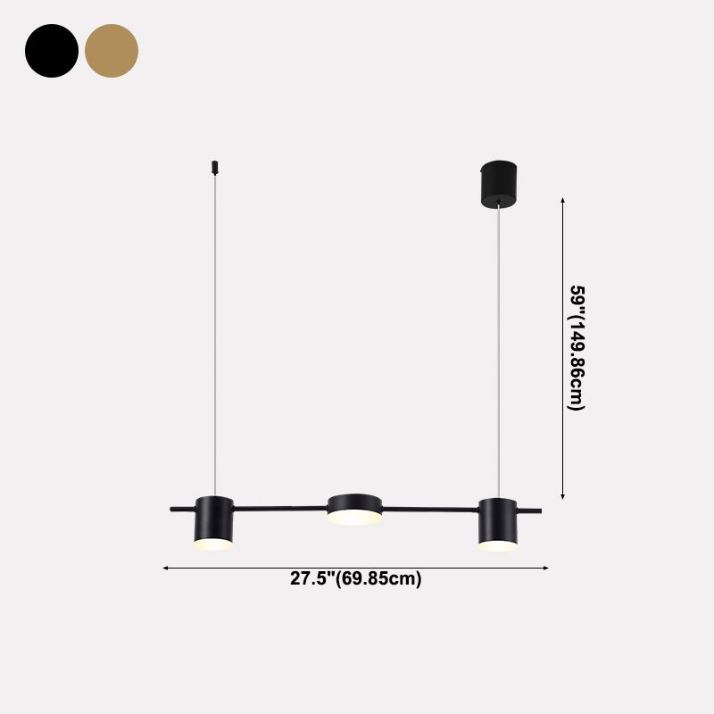 Cylinder Island Lighting Fixtures Contemporary Metal Island Chandelier Lights for Kitchen