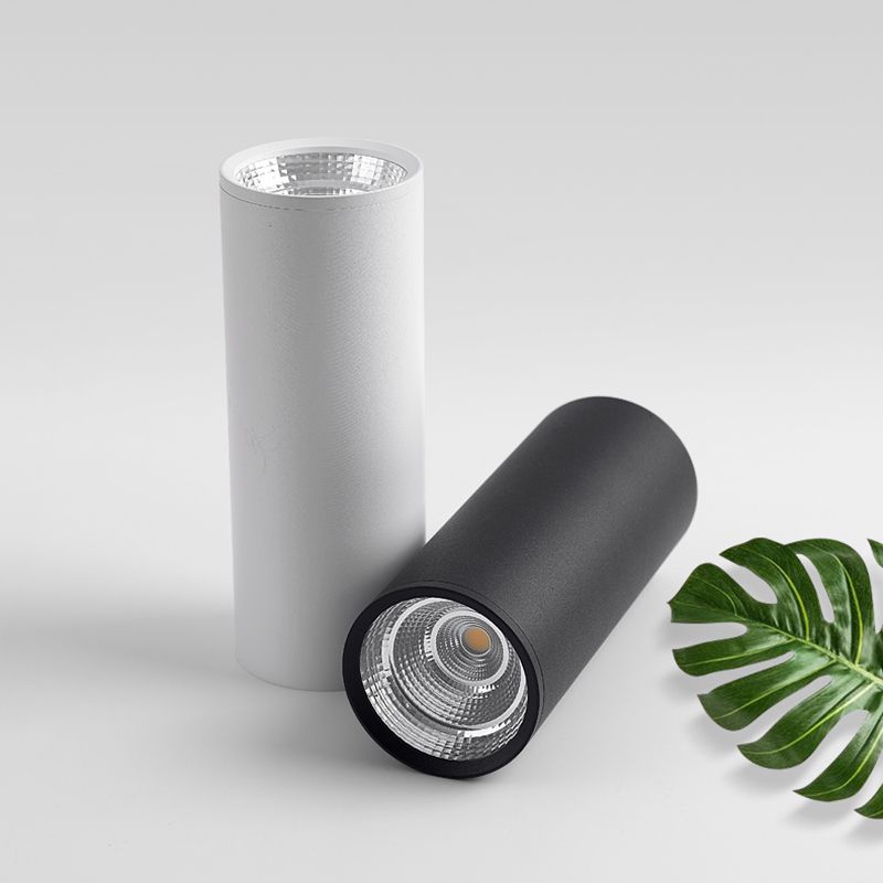 Plafonnier LED en aluminium de style concis et moderne, montage encastré cylindrique pour lieu commercial