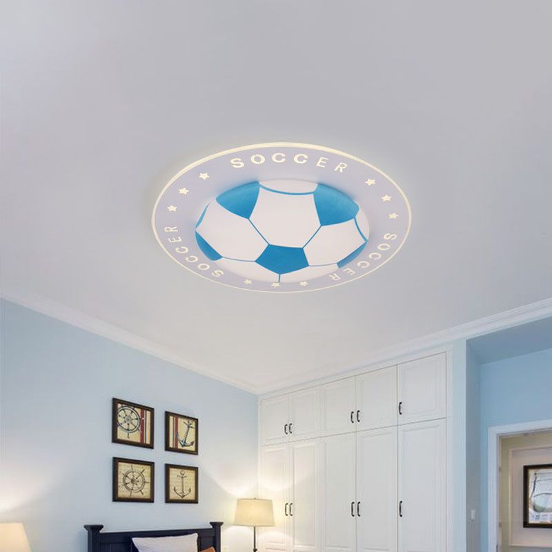 16.5"/20.5" W Kids LED Flush Mount Spotlight Black/Blue Football Flushmount Ceiling Lamp with Acrylic Shade