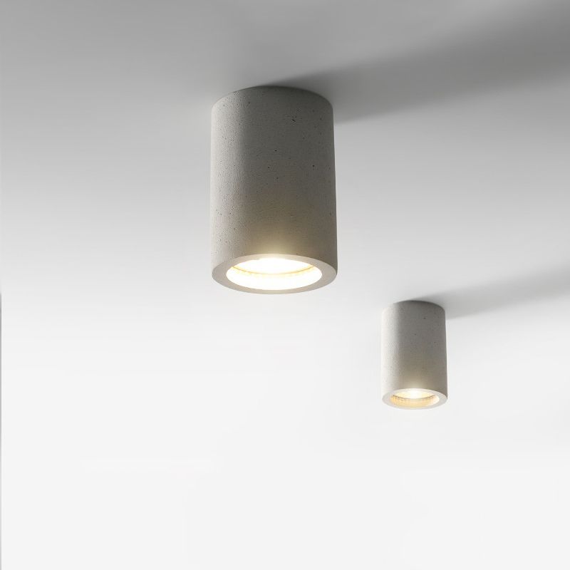 Modern LED Ceiling Flush Cylinder Black / White Cement Flush Mount