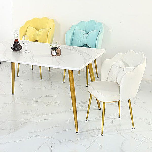 Nordic Style Metal Dining Room Chair Velvet Armless Dining Chairs for Home Use