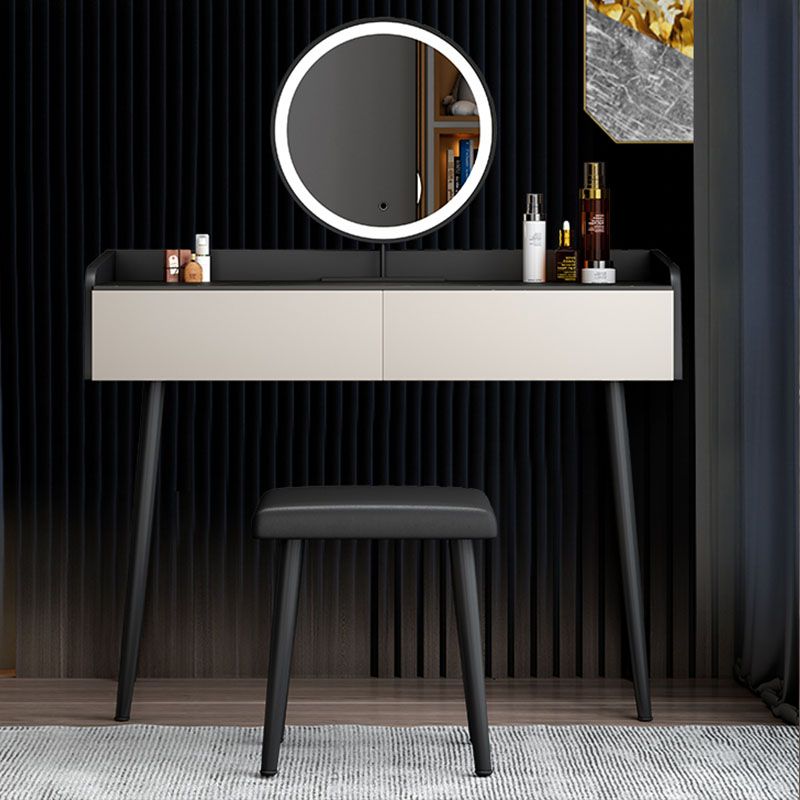 Contemporary Makeup Vanity Desk 2-Drawer Vanity Dressing Table with Slate Top