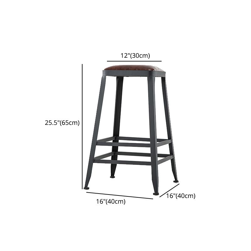 Asiento de cuero cuadrado de estilo industrial con patas de metal Taburete para barra de cocina