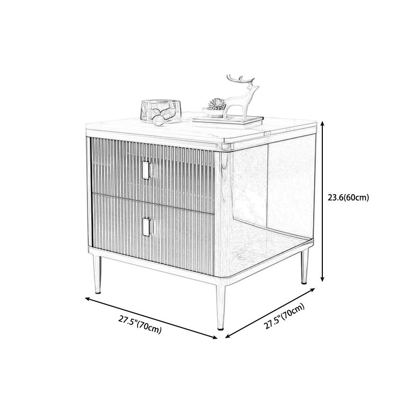 Gorgeous Wood Four-Leg Side Table with Two Drawers for Living Room