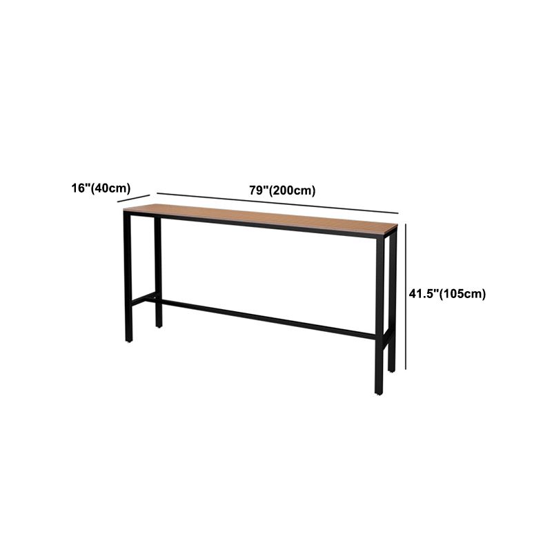 Contemporary Pub Table with Trestle Light Brown Faux Wood Top Bar Table