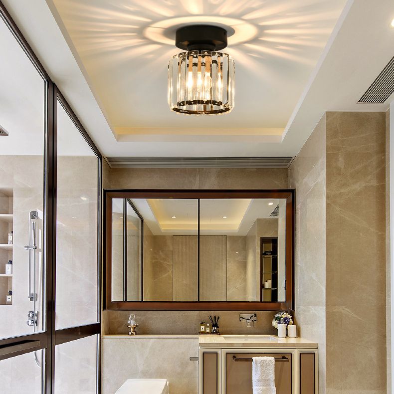 5 Zoll breite Mini-Kristall-Deckenleuchte im modernen Stil, schlichte Unterputzleuchte für den Eingangsbereich