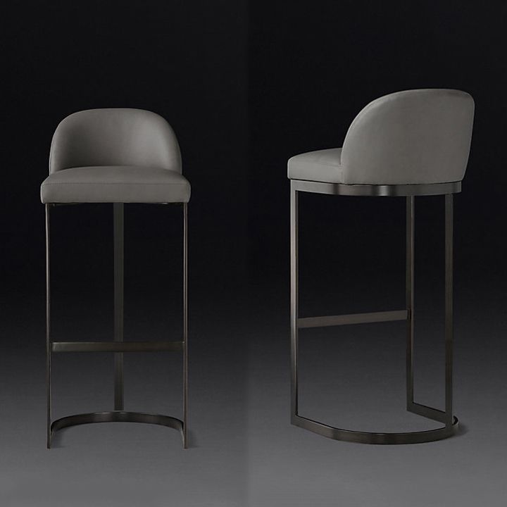 Industrial Low Back Stool PU Leather Counter Stool with Metal Legs