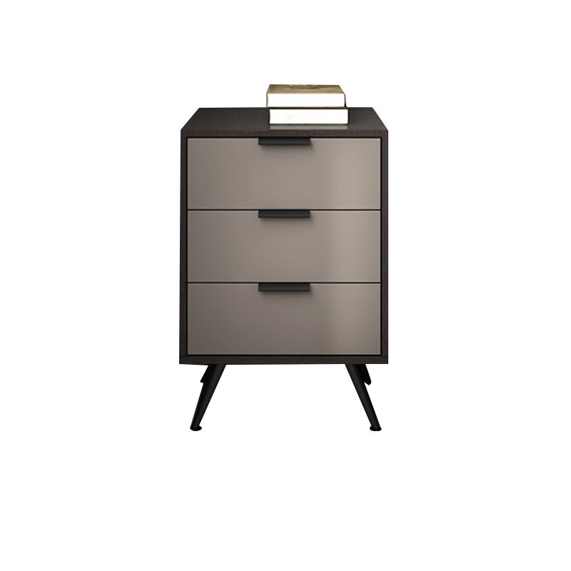 Espresso Wood and Off-White Night Table Modern Stone and Pearl Wood Bedside Cabinet