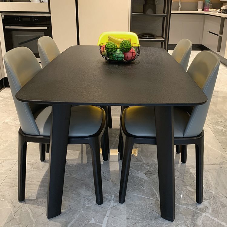 Modern Dining Table for Kitchen Black Dinette Table with Wooden Legs