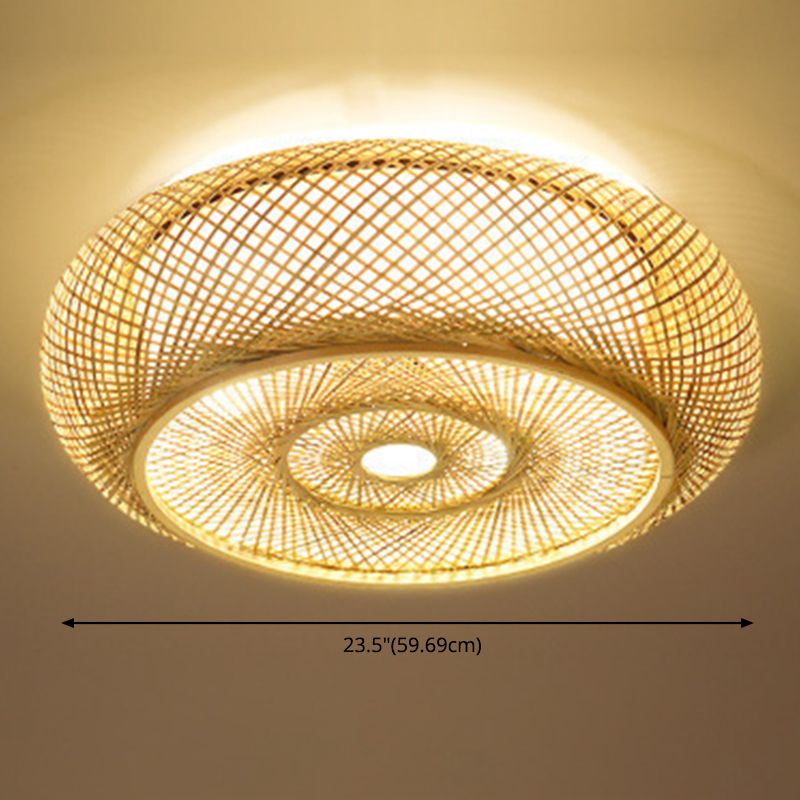 Japanese Style Ceiling Lamp Chandelier Bamboo Woven Lamp 1 Head Living Room Dining Room Ceiling Lighting