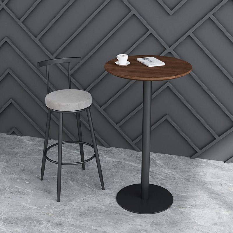 Contemporary Round Bar Dining Table Indoor Wood Bar Table with Iron Base