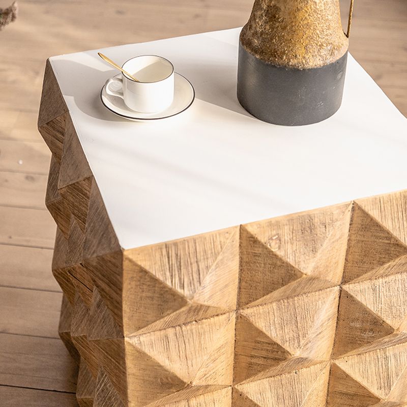 Rustic Geometric Accent Side Table Wooden Side End Snack Table