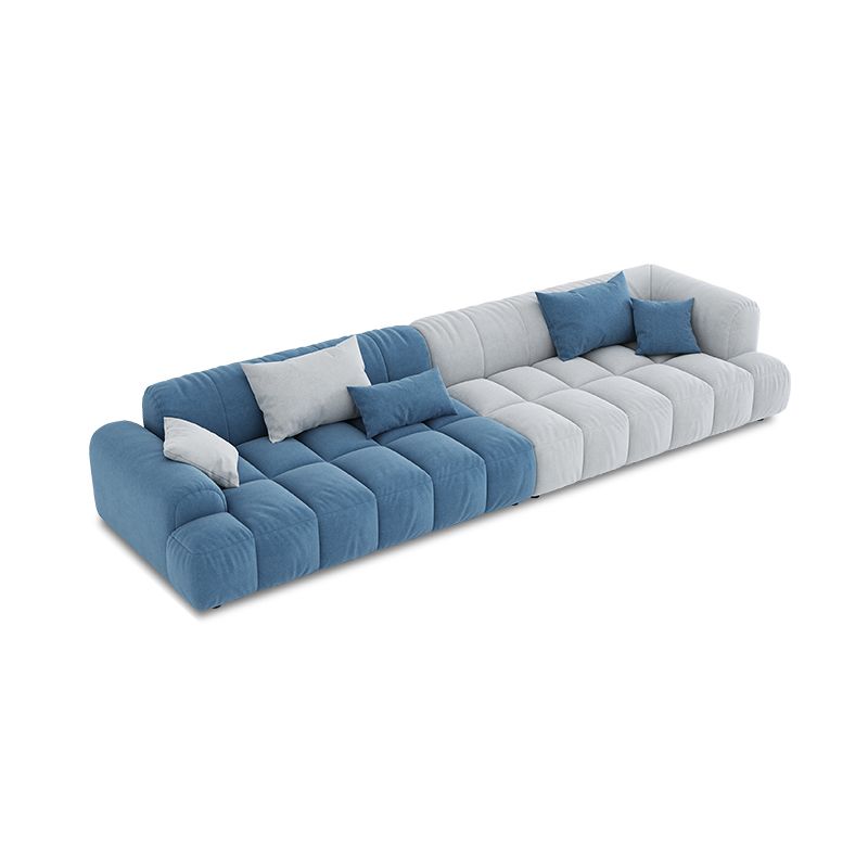 Scandinavian Sofa & Chaise in Blue and White Recessed Arm Sofa