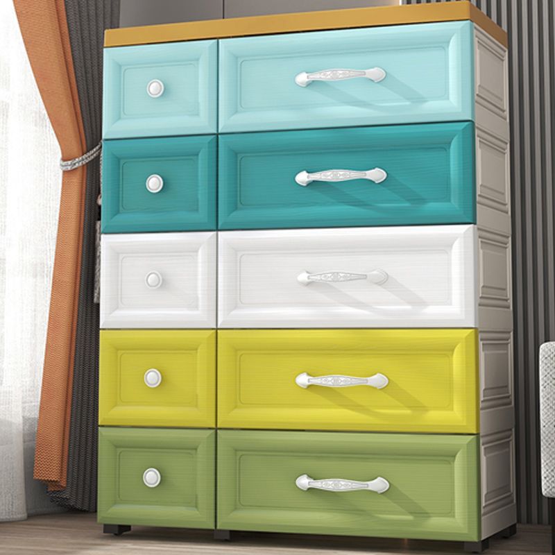 Modern Style Non-Hanging Armoire Plastic Home Cabinet with 10 Drawers
