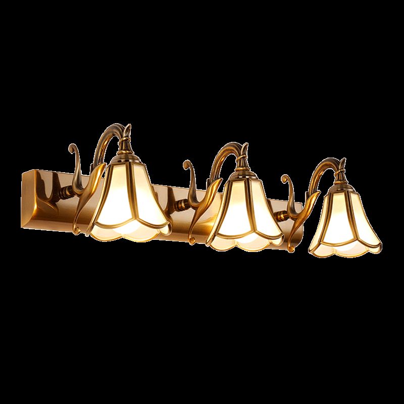 1-Light Glass Geometric Shade Wall Sconce Modern Style Mirror Wall Lighting in Brass