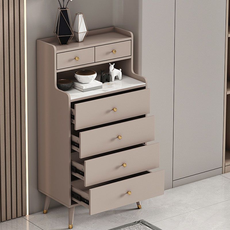 Contemporary Stone Top Dresser Vertical Storage Chest with Soft-Close Drawers for Bedroom