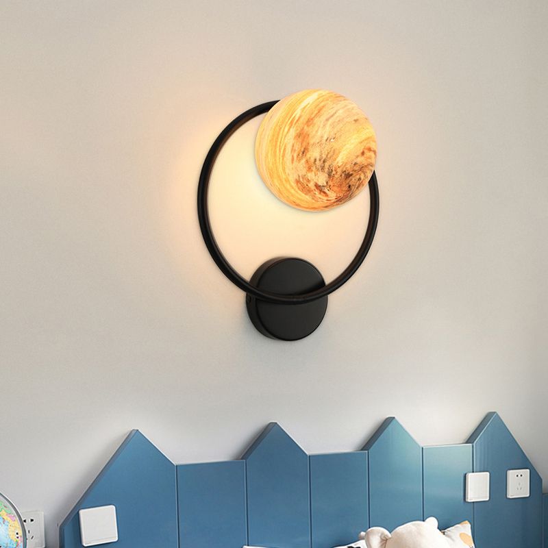 Modernist Wall Sconce Spherical Glass Wall Light Fixture for Bedroom