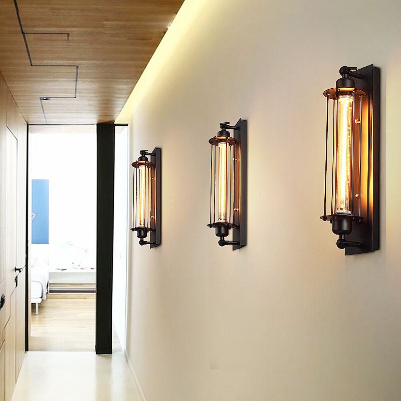 Industrial Black Metallic Lighting Flush Mount Wall Light for Living Room