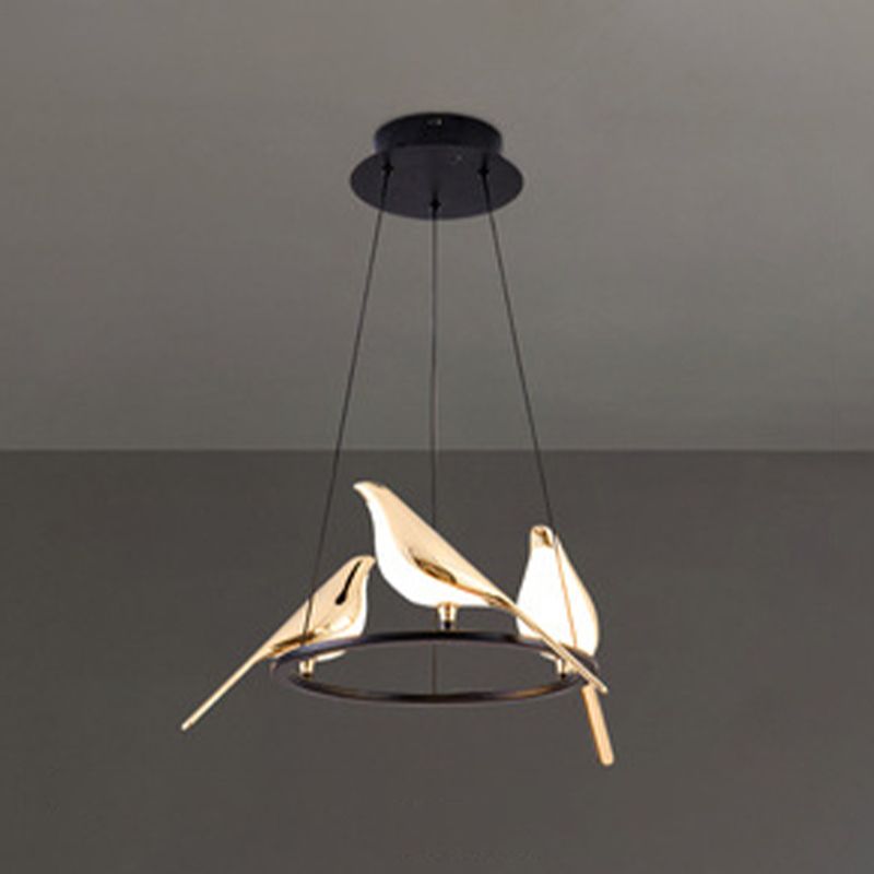 Lampe suspendue en or Postmodern Forme d'oiseau en métal