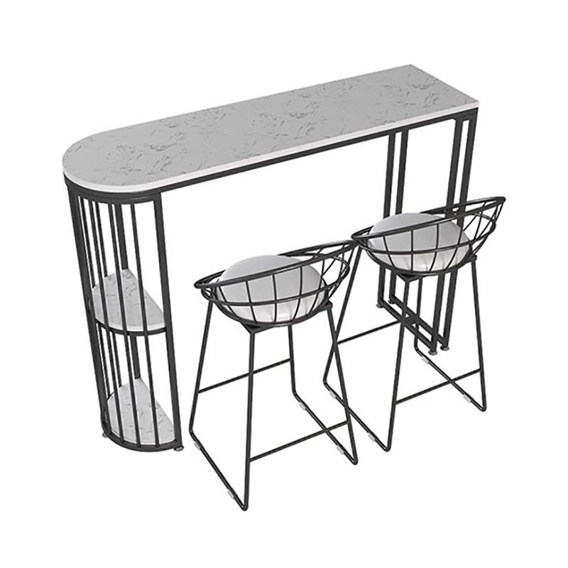 Glam Style 41.3"H Bar Table Marble White Top Specialty Bistro Table with Shelves