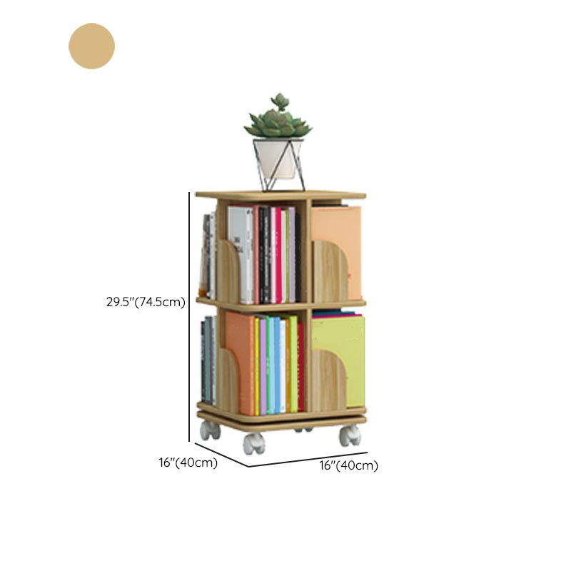 Contemporary Wooden Bookcase Closed Back Shelf Bookcase with Caster