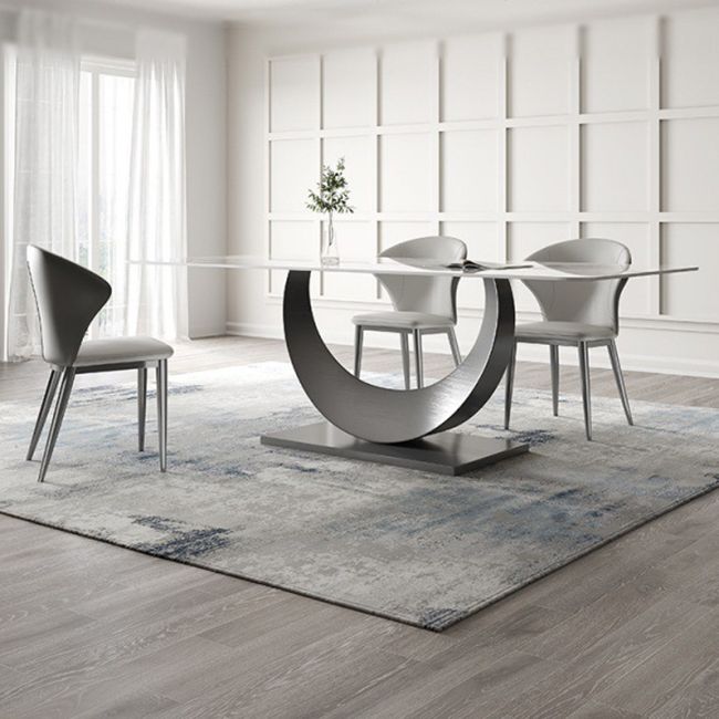 Modern Dining Room Set 1/3/4/5/8 Pcs Sintered Stone Top Table with Wingback Chairs