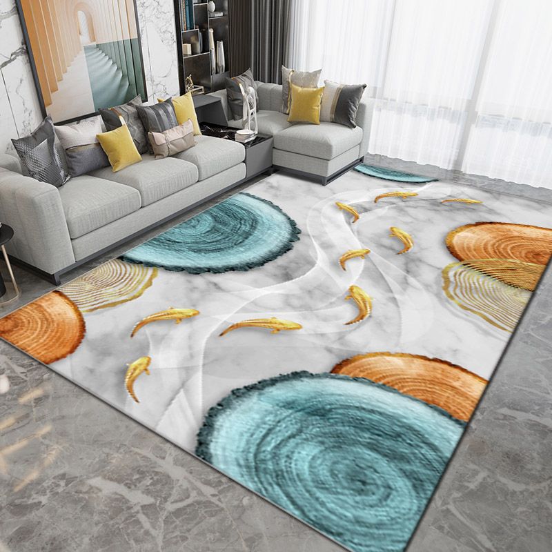 Modern Plant Pattern Carpet Polyester Area Rug Non-Slip Backing Area Rug for Home Decor