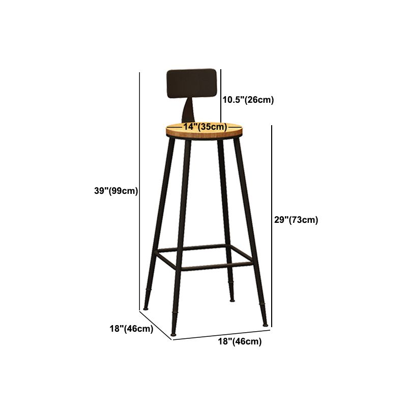 Industrial Metal Bar-stool with Black Base Round Low Back Counter-height Stool for Shop