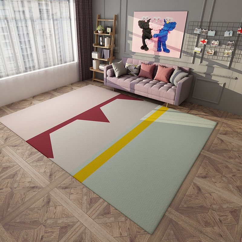 Simplicity Colorblock Rug Red and Green Flannel Rug Washable Pet Friendly Non-Slip Area Rug for Living Room
