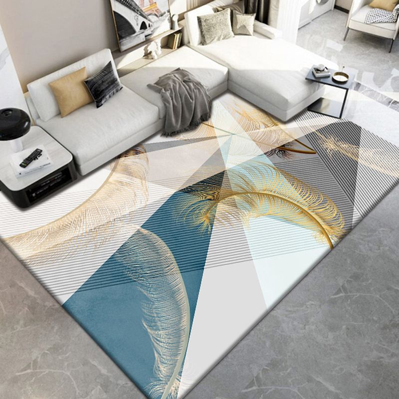 Chic Modern Area Carpet Geometric Print Polyester Area Rug Non-Slip Backing Rug for Home Decor