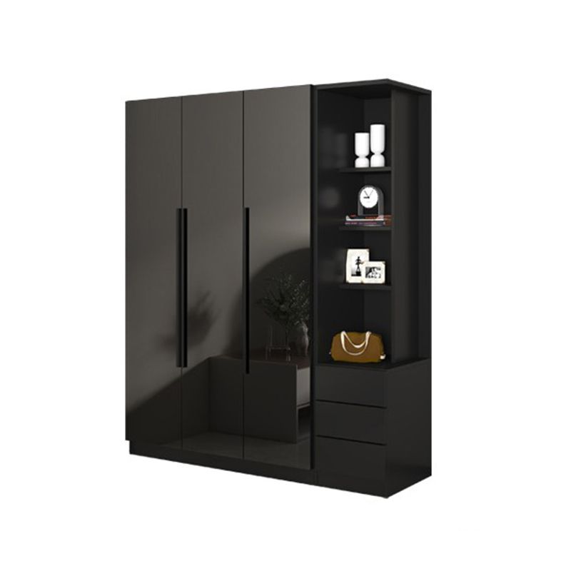 Modern Style Wardrobe Black Colour Glass Wardrobe Closet for Bedroom