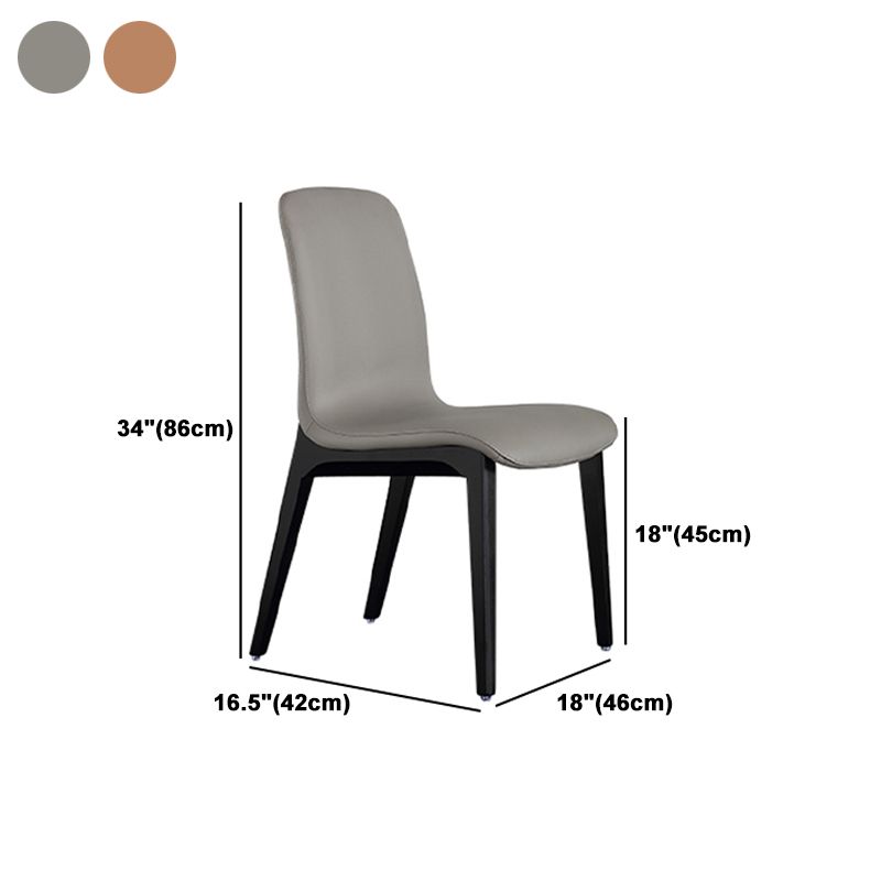 Contemporary Leather Dining Chair Wood Dining Room Chair for Home Use