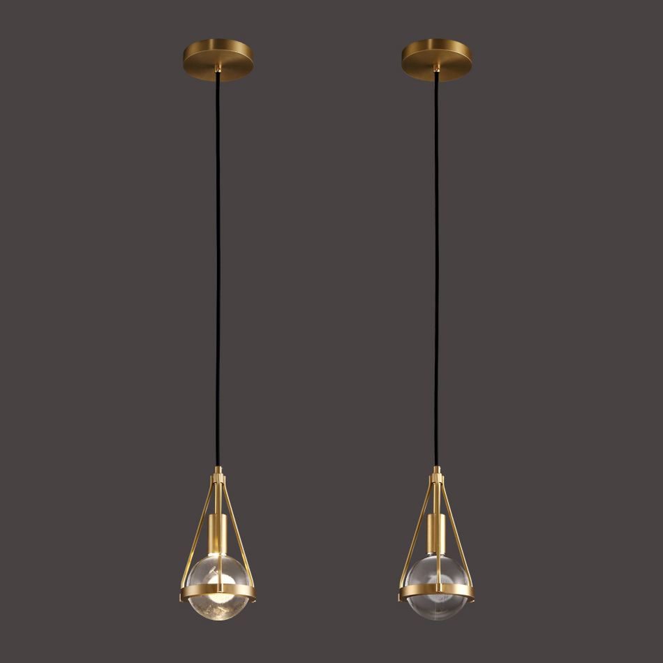 Luz colgante contemporánea Fixtura de iluminación de colgante de cristal simple para sala de estar