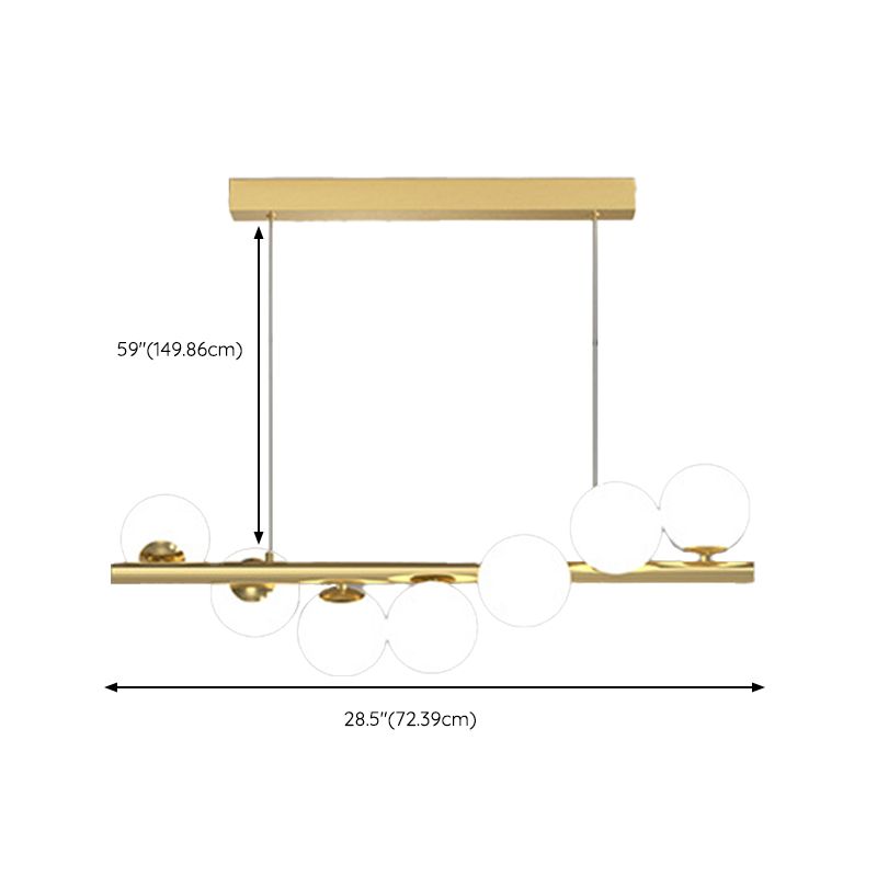 Ball Shape Glass Island Chandelier Modern Style Multi Lights Island Ceiling Light in Gold