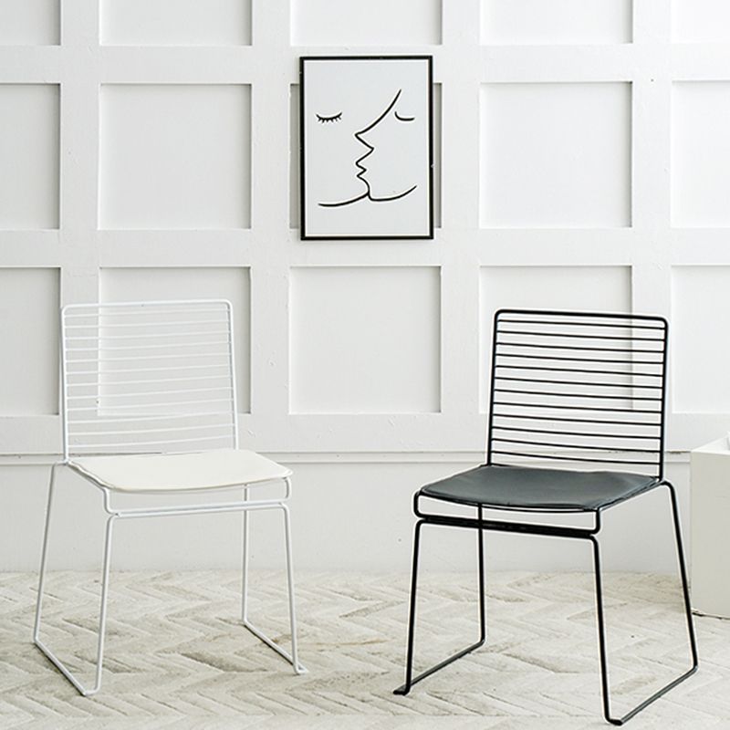 Industrial Metal Dining Room Chair Ladder Back Indoor Side Chair