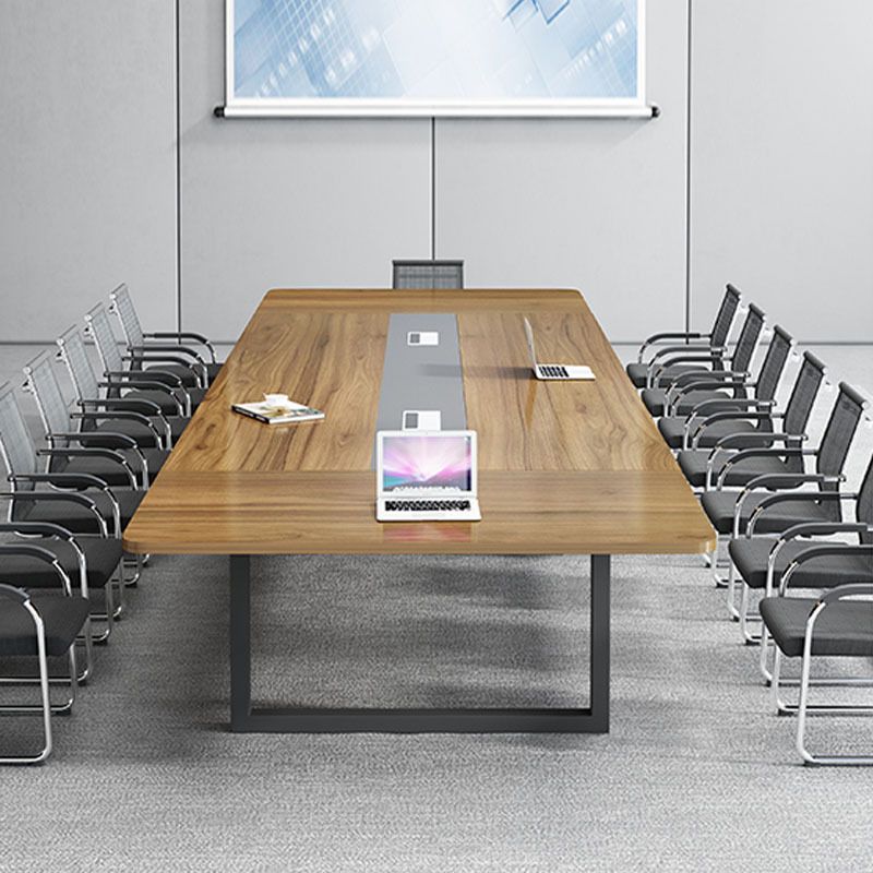 Industrial Style Pedestal Writing Desk Curved Cable Management Office Desk